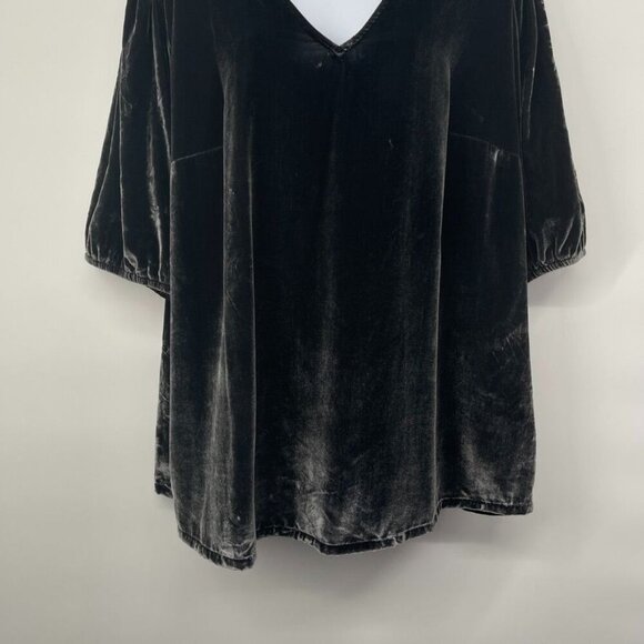 The Loft Plus Size Crushed Velvet Puff Sleeve V-Neck Blouse Top Shirt Grey 16 - Picture 8 of 10